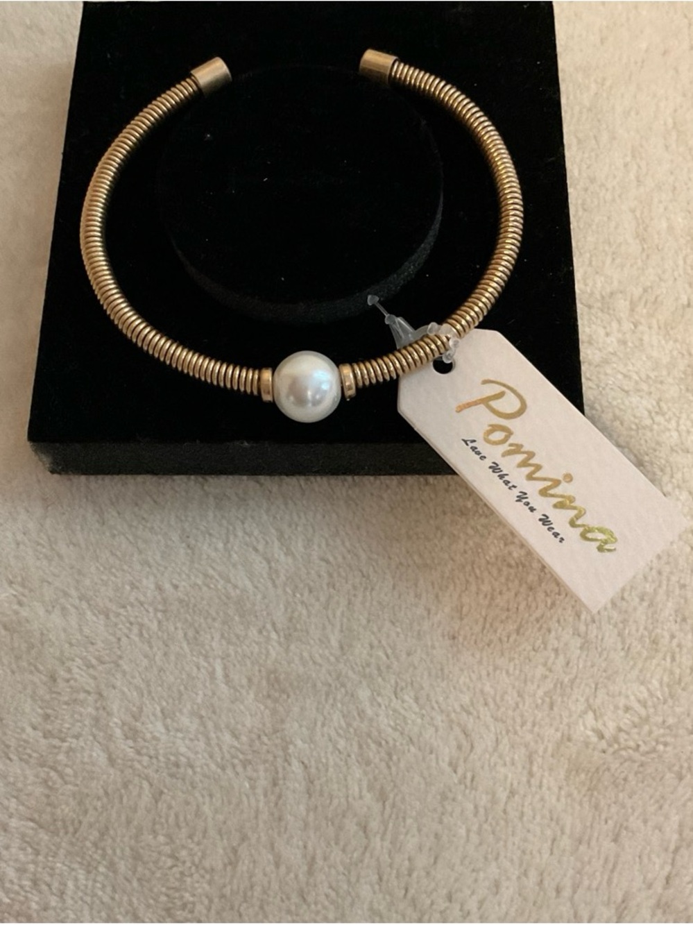 Pomina Gold-Tone Pearl Accent Coil Cuff Bracelet